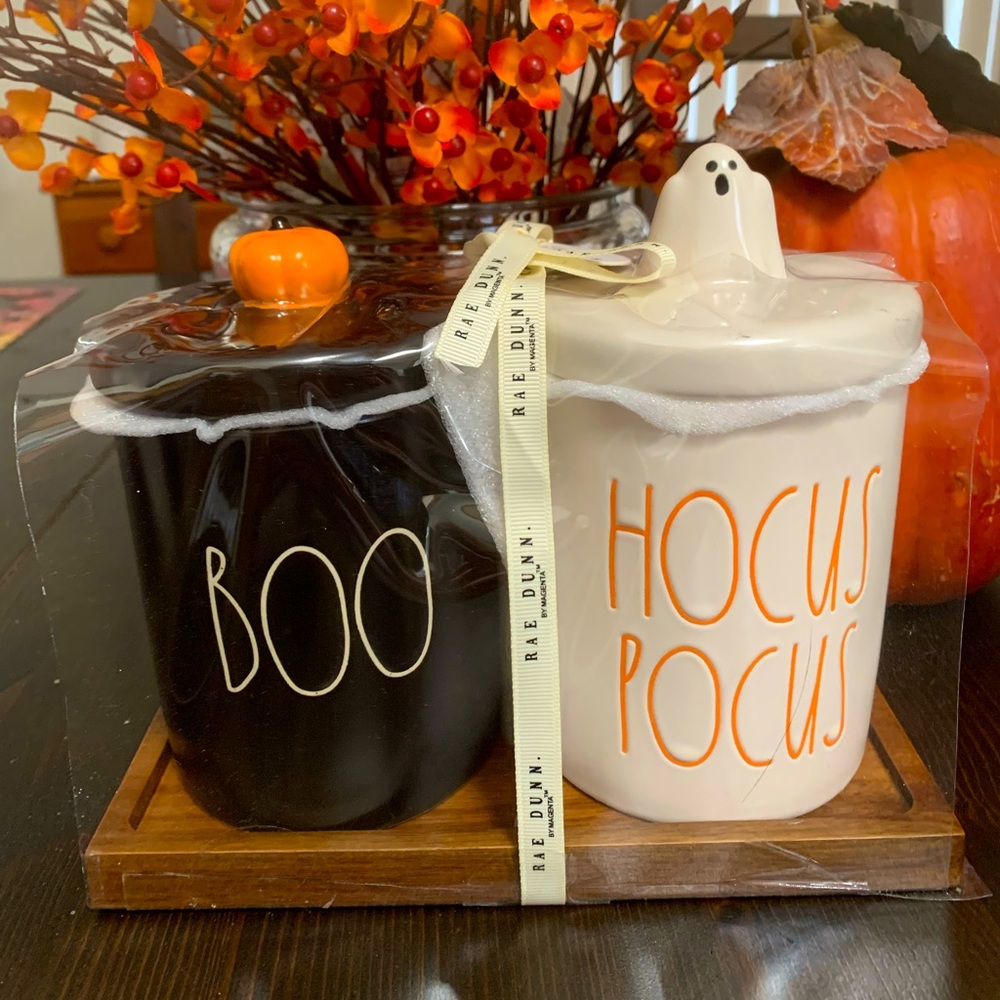 New Rae Dunn Halloween Ghost and Pumpkin Canister Set